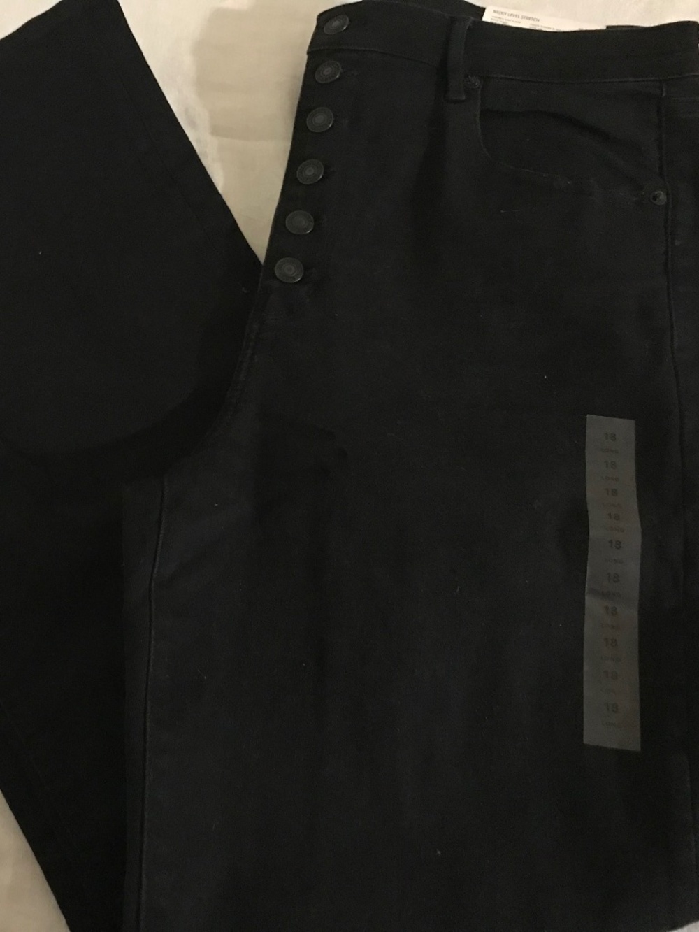 NWT AMERICAN EAGLE BLACK HIGHEST RISE NEXT LEVL STRETCH JEANS 18 LONG